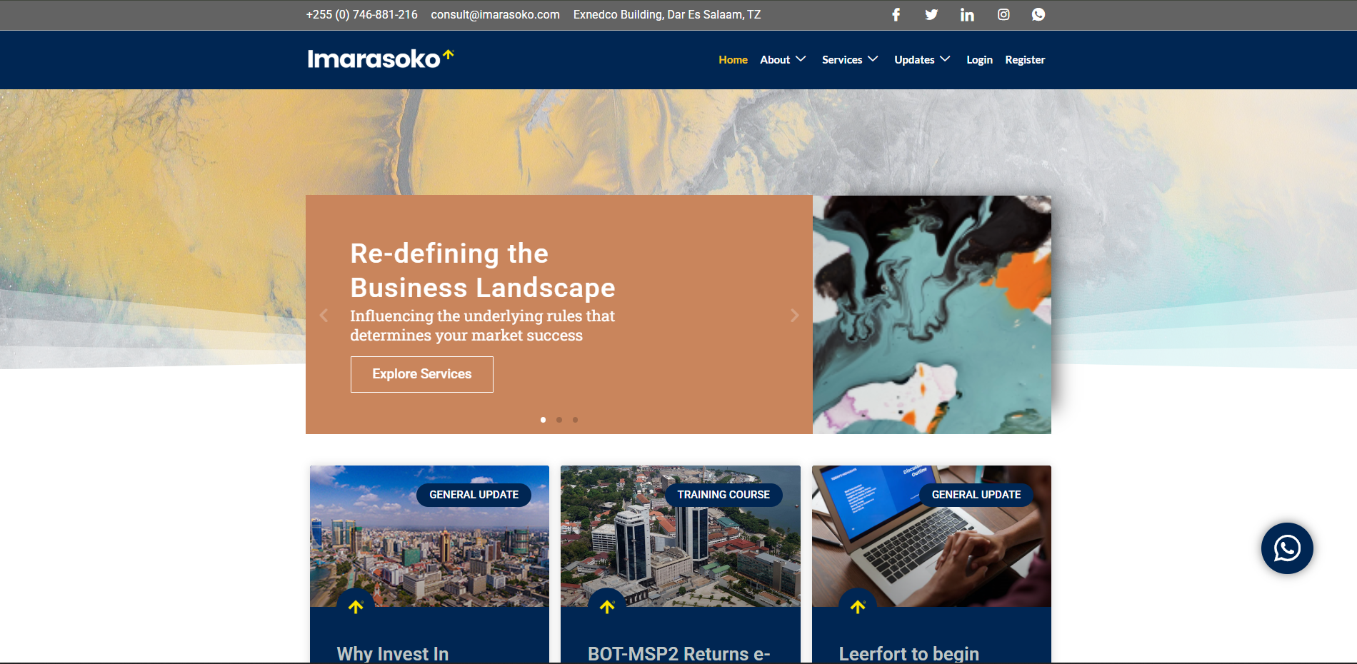 Imarasoko Website user interface